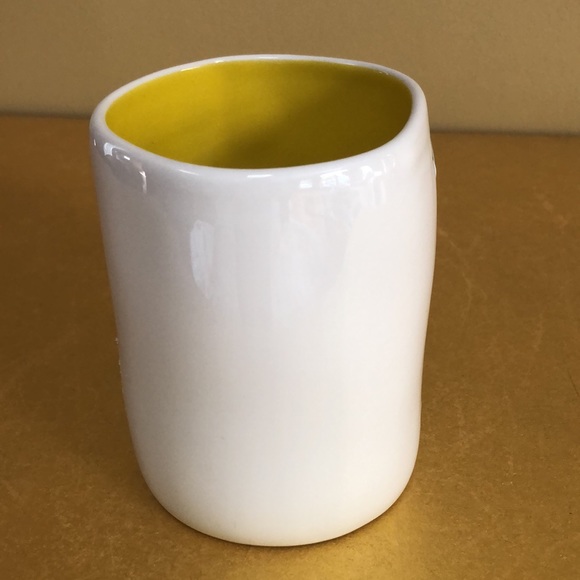 🆕Rae Dunn By Magenta " RISE & SHINE "WHITE w/YELLOW inside coffee/tea cup - Picture 5 of 7